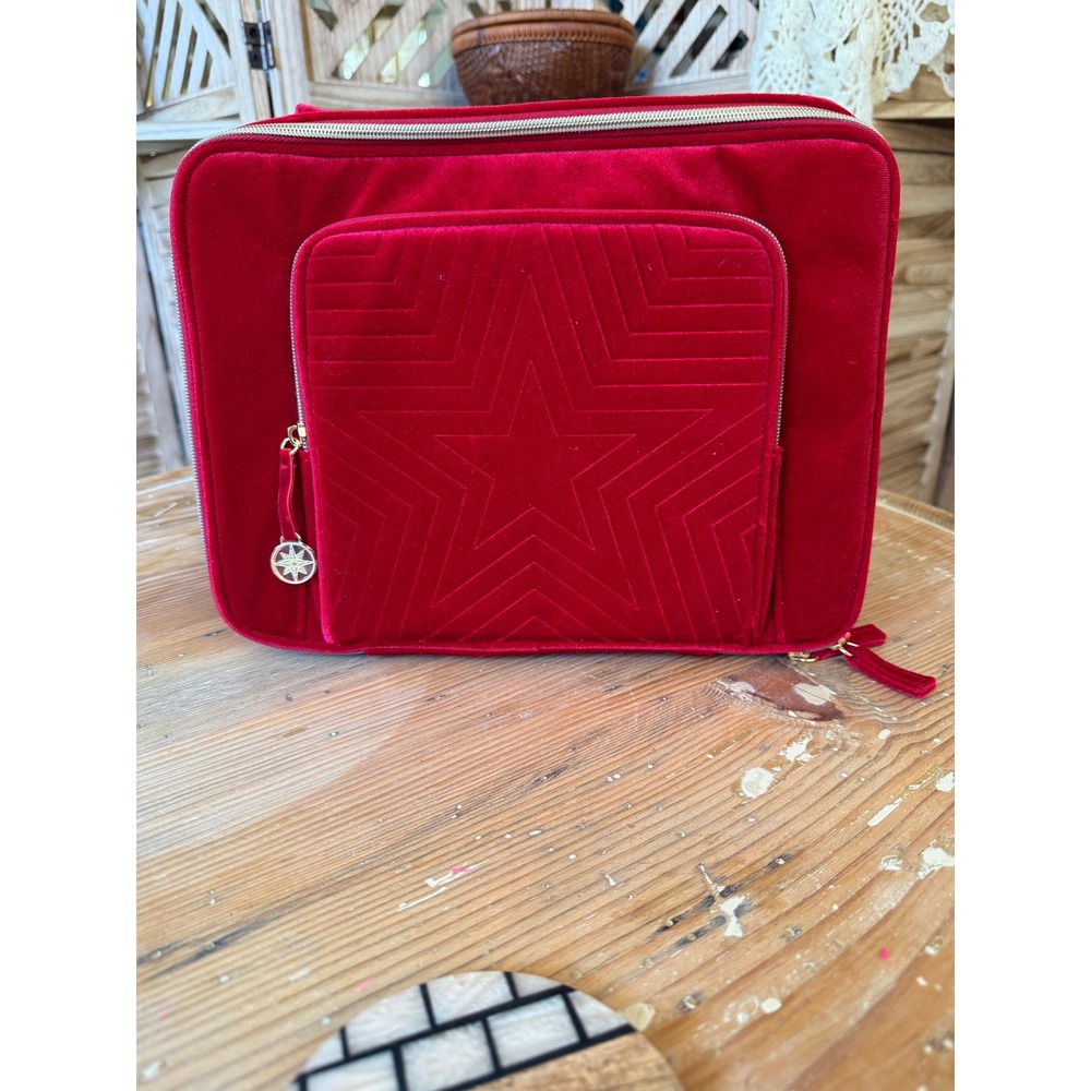 Estee Lauder Red Velvet Zip‎ Cosmetic Makeup Bag Organizer